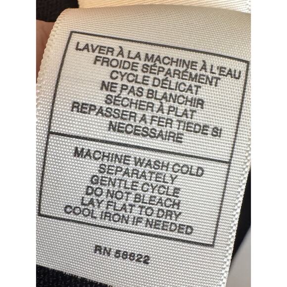 Leon Max Limited Edition Black & Tan Striped Asymmetric Hem Shift Dress Medium - Picture 7 of 8